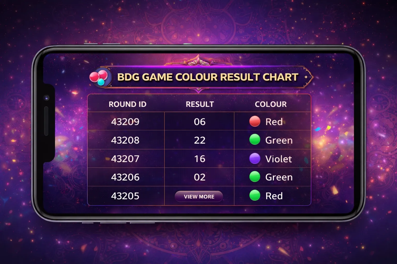 BDG colour chart / history example